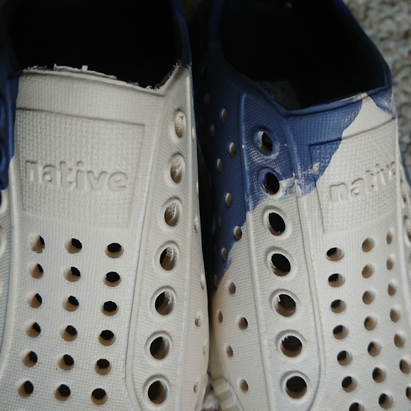 Native Kids Shoes Jefferson Bloom Marbled Child Cream and Blue size 8 - Picture 10 of 12